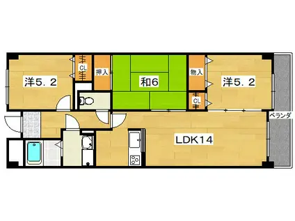 星田ロイヤルハイツ(3LDK/4階)の間取り写真