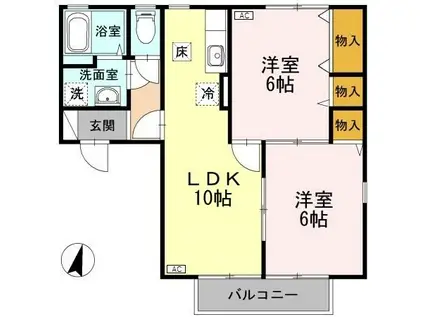 アコール近江(2LDK/1階)の間取り写真