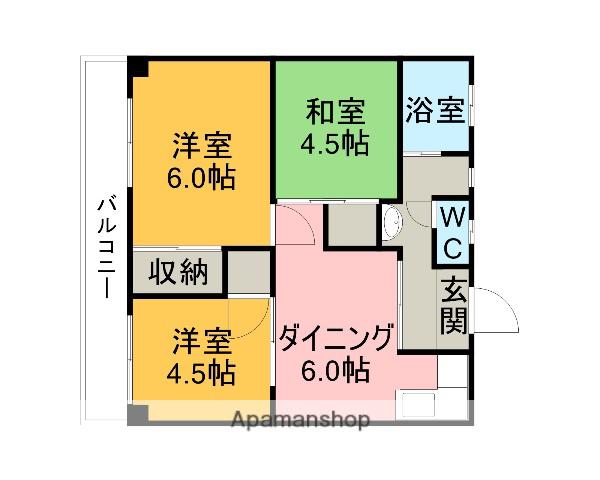 グリーンハイツ(3DK/4階)の間取り写真