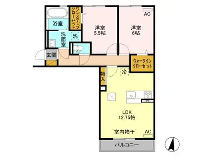 東武伊勢崎線 伊勢崎駅 徒歩41分 3階建 築7年(2LDK/1階)の間取り写真