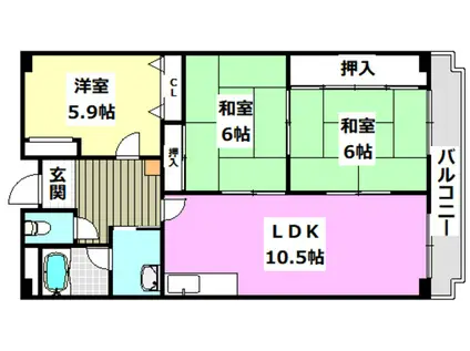 フローエンス吉田II(3LDK/2階)の間取り写真