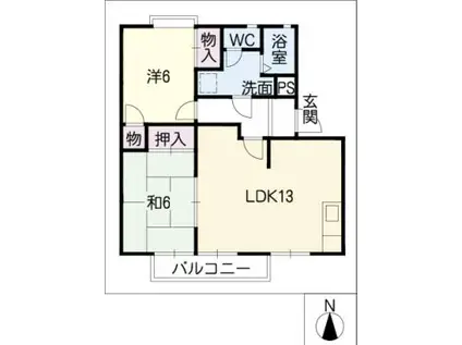 ホワイトメゾンB棟(2LDK/1階)の間取り写真
