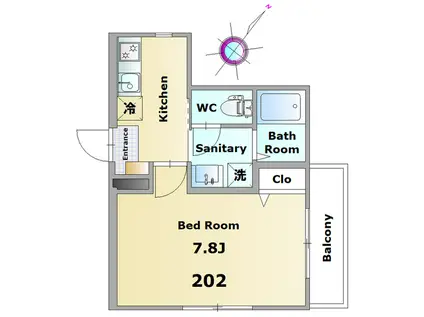 ヘーベル ラ・フォーレ(1K/1階)の間取り写真