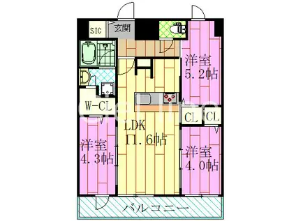 LUXENAPAWS南行徳(3LDK/6階)の間取り写真