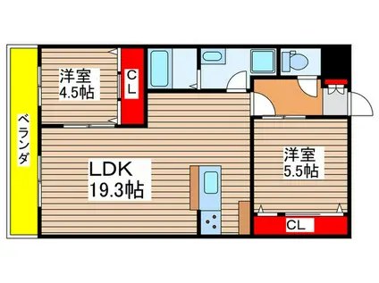 総建みどりハイム(2LDK/8階)の間取り写真