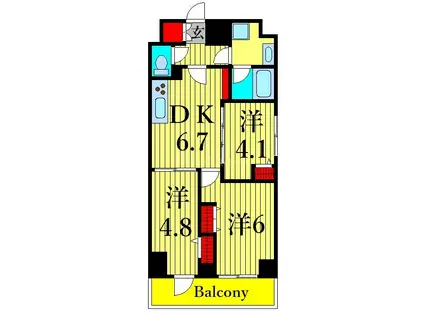 ティモーネグランデ町屋(3DK/6階)の間取り写真