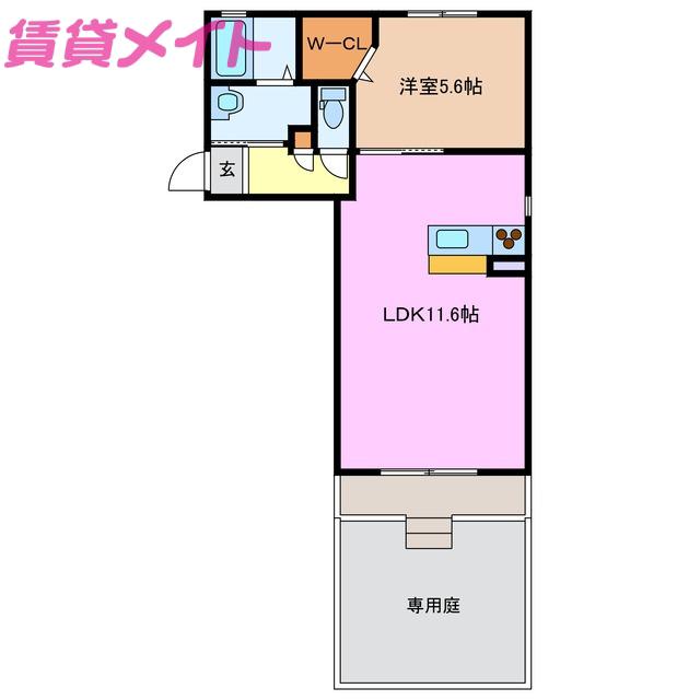 エスティール(1LDK/1階)の間取り写真