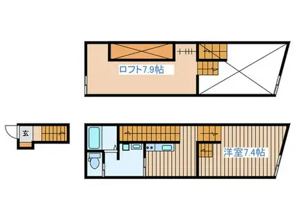 KANKURO中倉(ワンルーム/2階)の間取り写真