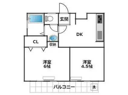 代田レジデンス(2DK/1階)の間取り写真