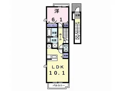 アルバニー浄水C(1LDK/2階)の間取り写真