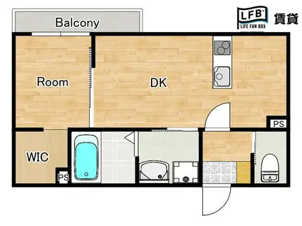 LFB APARTMENT平井B(1DK/1階)の間取り写真