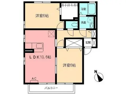 ヴィラサンシャインII(2LDK/1階)の間取り写真