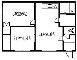 ハイツトムテ(2DK/2階)の間取り写真