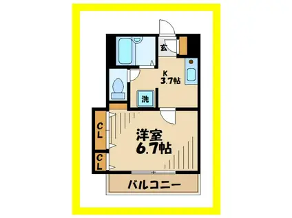 フラットコート(1K/3階)の間取り写真