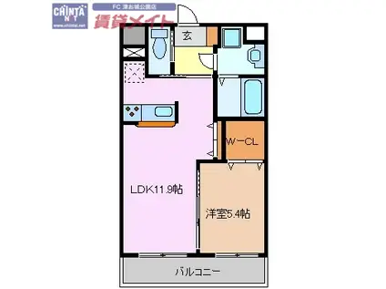 アーバンステージU(1LDK/5階)の間取り写真