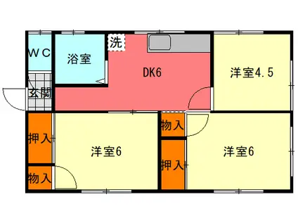 Mハウス中(3DK/2階)の間取り写真