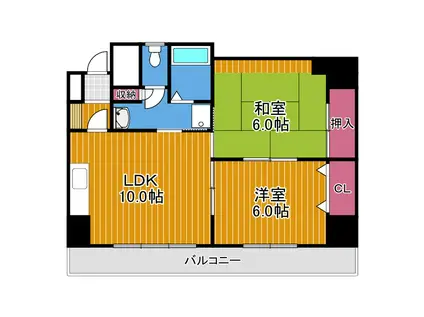 リアンジェ富田林(2LDK/6階)の間取り写真