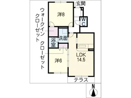 ヴァンヴェール早野(2LDK/1階)の間取り写真