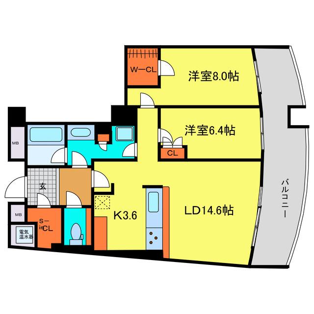 THE TOWER OSAKA(2LDK/26階)の間取り写真
