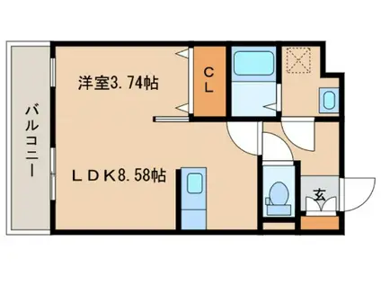 マリベールARASHIII(1LDK/3階)の間取り写真