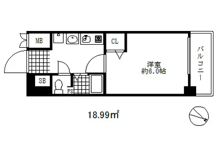 エステムコート神戸元町通(1K/10階)の間取り写真