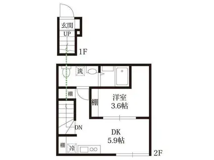 ラフティーヌ・ステラ北小金井(1DK/2階)の間取り写真