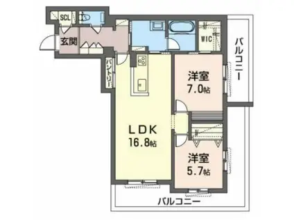 シエクル(2LDK/2階)の間取り写真