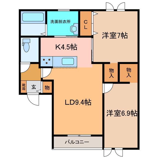 シエログランデIII(2LDK/3階)の間取り写真