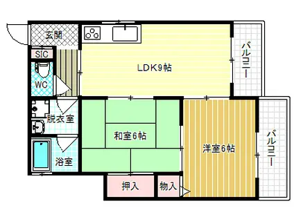 ロイヤルコート1番館(2LDK/2階)の間取り写真