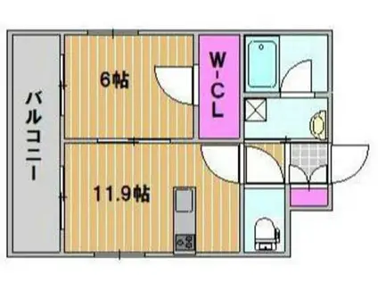 レ・コラージュ(1LDK/4階)の間取り写真
