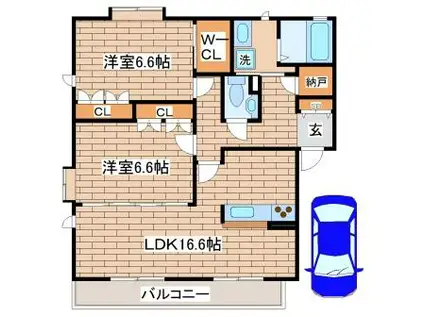 パルティール東須磨(2LDK/1階)の間取り写真