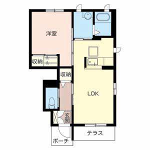 イマージュ紀三井寺(1LDK/1階)の間取り写真