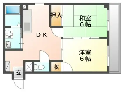 セントヒルズ和庄(2DK/4階)の間取り写真