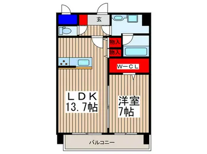 プレリュード桜木町(1LDK/2階)の間取り写真
