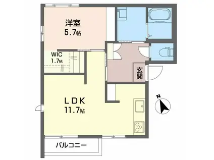 タウニィ鶴ヶ谷(1LDK/2階)の間取り写真