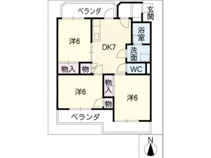 ライフ新緑(3DK/2階)の間取り写真