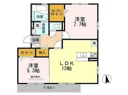 エクセル庄内(2LDK/3階)の間取り写真