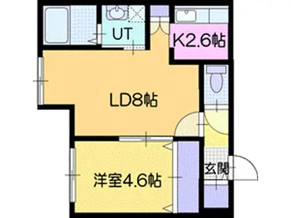 ファーストセット恵庭(1LDK/4階)の間取り写真