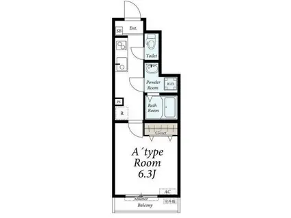 リブリ・スナイプII(1K/1階)の間取り写真