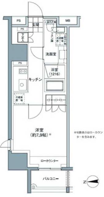 パークハビオ東中野(1K/3階)の間取り写真
