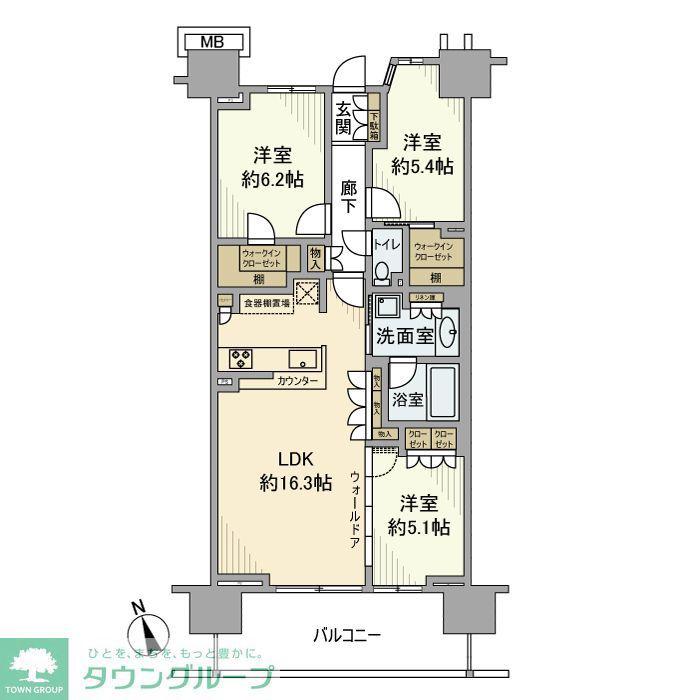 パークシティ柏の葉キャンパスサウスフロント(3LDK/11階)の間取り写真