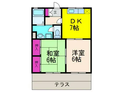 メイプルハイツA(2DK/1階)の間取り写真