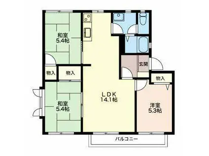 エステート桜S棟(3LDK/2階)の間取り写真