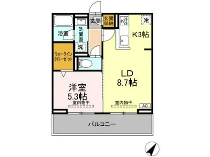 セレーナ東静岡(1LDK/3階)の間取り写真