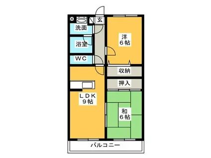 ミルレーブII(2LDK/2階)の間取り写真