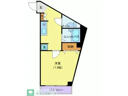 マルヴィエント湘南(1K/1階)の間取り写真