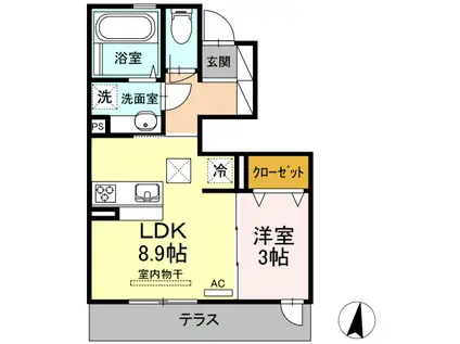 セジュール本妙寺(1LDK/1階)の間取り写真