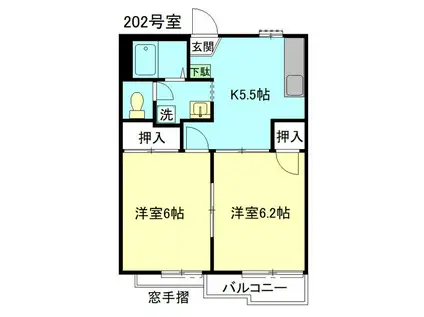 ファミールハイツ(2K/2階)の間取り写真
