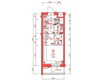 SYNEX YOKOHAMA-SHINMACHI(1K/2階)の間取り写真