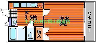 プラージュアン(1K/1階)の間取り写真